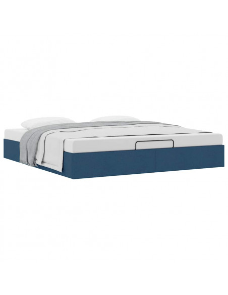 Struttura Letto Pouf senza Materasso Blu 200x200 cm in Tessuto