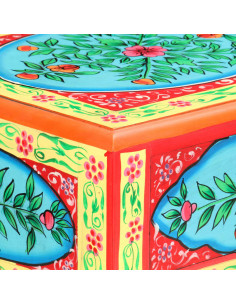 Tavolo Consolle Dipinto a Mano 80x35x75 cm in Legno di Mango