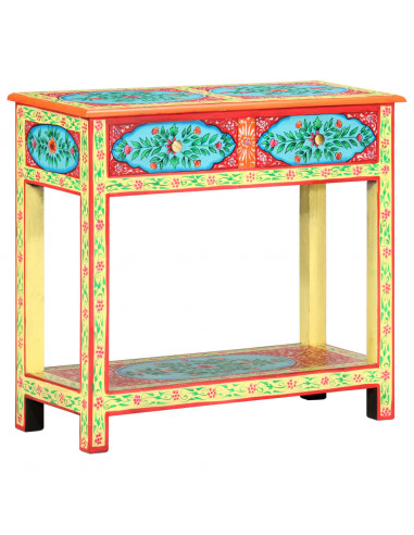 Tavolo Consolle Dipinto a Mano 80x35x75 cm in Legno di Mango