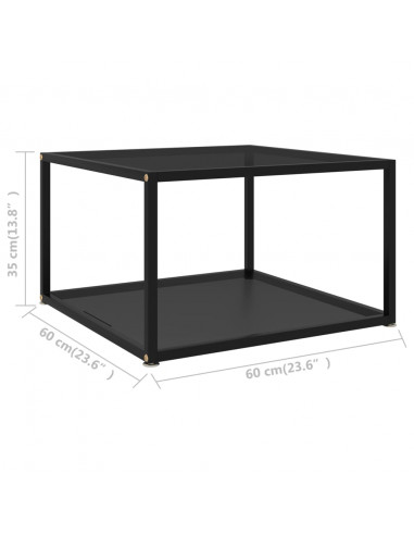 Tavolino da Salotto Nero 60x60x35 cm in Vetro Temperato