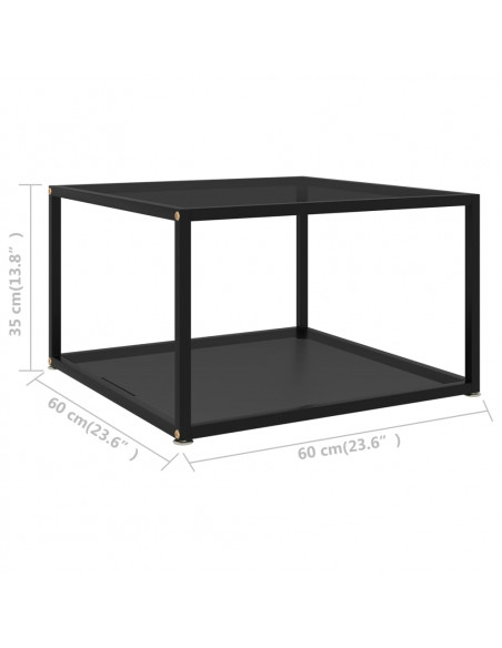Tavolino da Salotto Nero 60x60x35 cm in Vetro Temperato
