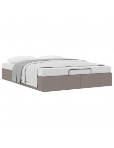 Struttura Letto Pouf senza Materasso Tortora 140x190 cm Tessuto 2