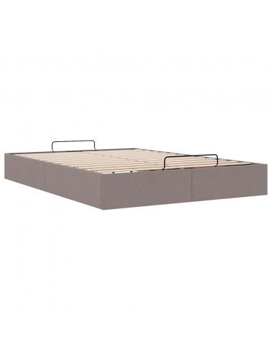 Struttura Letto Pouf senza Materasso Tortora 140x190 cm Tessuto