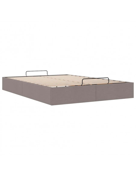 Struttura Letto Pouf senza Materasso Tortora 140x190 cm Tessuto