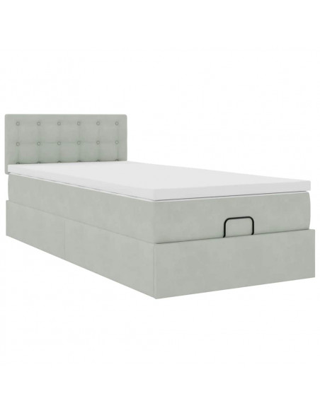 Struttura Letto Pouf con Materasso 90x190 cm in Velluto