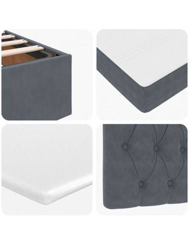 Struttura Letto Pouf con Materasso 90x190 cm in Velluto