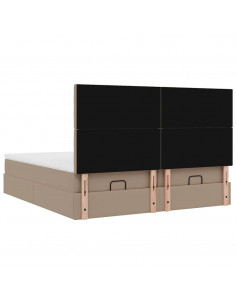 Pouf Letto con Materassi e LED Cappuccino 180x200cm Similpelle