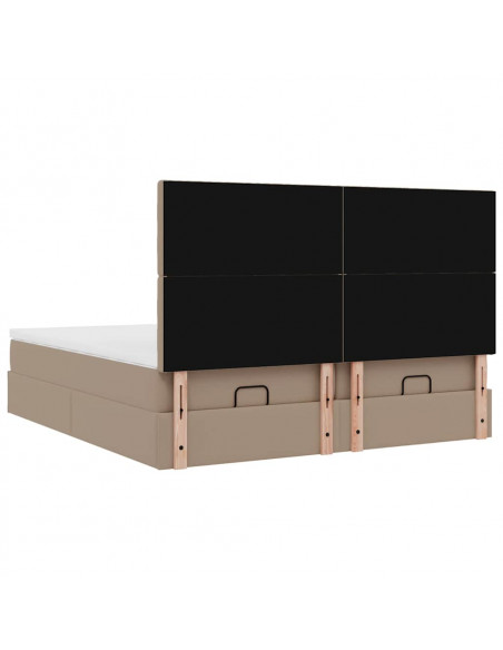 Pouf Letto con Materassi e LED Cappuccino 180x200cm Similpelle