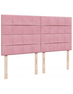 Struttura Letto Pouf con Materassi Rosa 200x200 cm Velluto