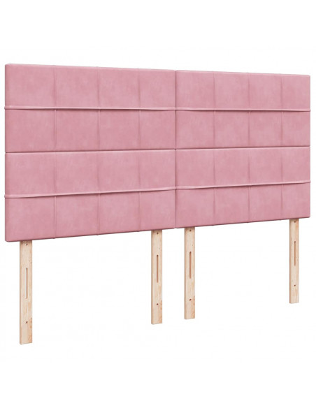 Struttura Letto Pouf con Materassi Rosa 200x200 cm Velluto