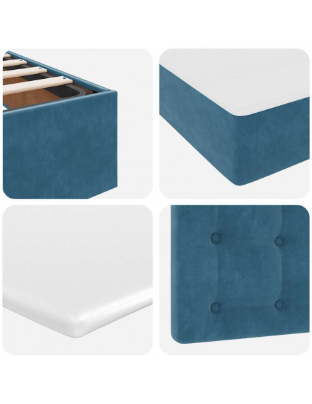 Struttura Letto Pouf con Materasso 100x200 cm Velluto