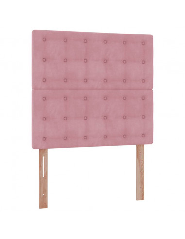 Struttura Letto Pouf con Materassi Rosa 90x200 cm in Velluto