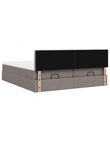 Struttura Letto Pouf con Materassi Tortora 180x200cm in Tessuto