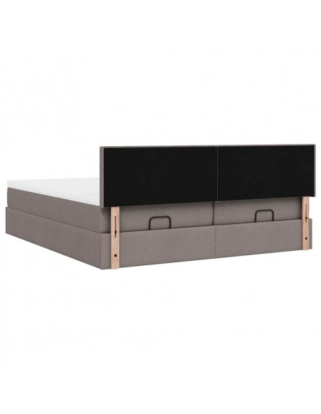 Struttura Letto Pouf con Materassi Tortora 180x200cm in Tessuto