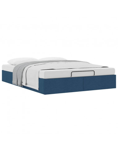 Struttura Letto Pouf senza Materasso Blu 140x190 cm in Tessuto