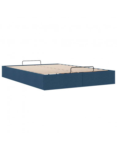 Struttura Letto Pouf senza Materasso Blu 140x190 cm in Tessuto