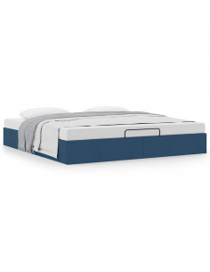 Struttura Letto Pouf senza Materasso Blu 160x200 cm in Tessuto