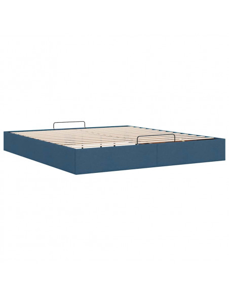 Struttura Letto Pouf senza Materasso Blu 160x200 cm in Tessuto