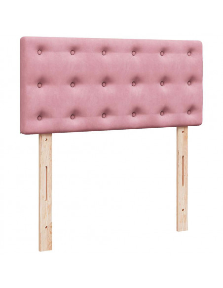 Struttura Letto Pouf con Materasso Rosa 90x190 cm in Velluto