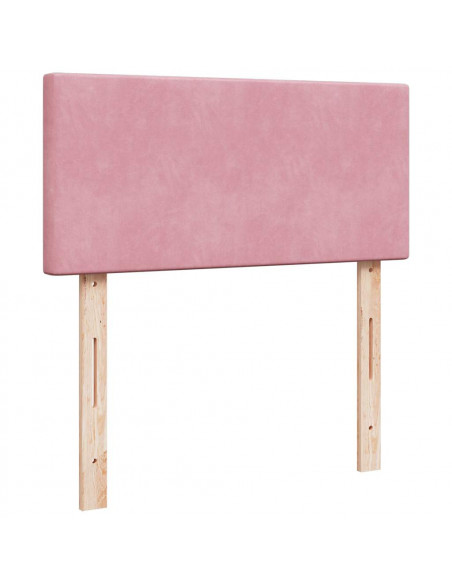 Struttura Letto Pouf con Materasso Rosa 90x200 cm in Velluto