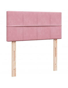 Struttura Letto Pouf con Materasso Rosa 90x200 cm in Velluto