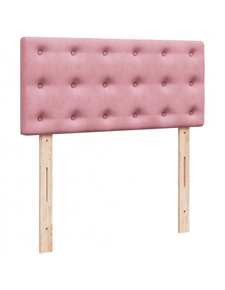 Struttura Letto Pouf con Materasso Rosa 90x200 cm in Velluto