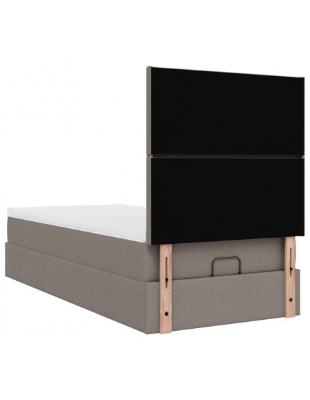 Struttura Letto Pouf con Materasso Tortora 100x200cm in Tessuto