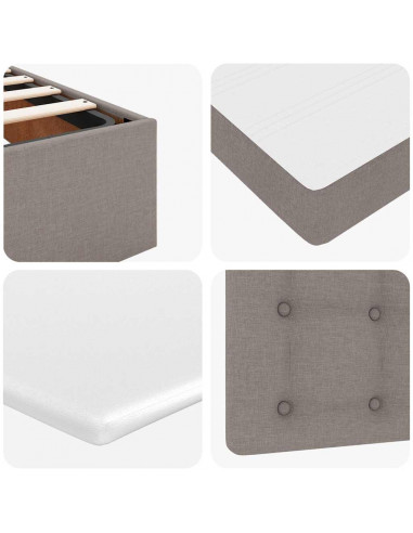 Struttura Letto Pouf con Materasso Tortora 120x200cm in Tessuto