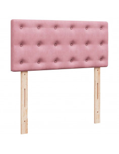 Pouf Letto con Materasso e LED Rosa 80x200cm in Velluto 2