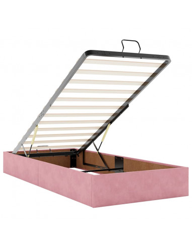 Pouf Letto con Materasso e LED Rosa 80x200cm in Velluto