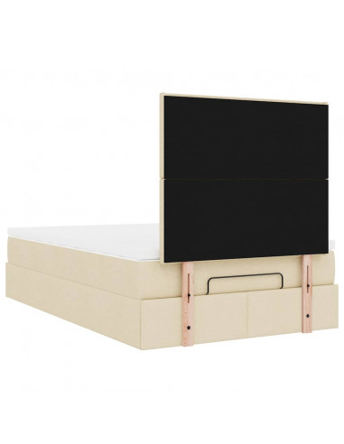 Struttura Letto Pouf con Materasso Crema 120x190 cm in Tessuto