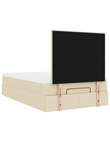 Struttura Letto Pouf con Materasso Crema 120x190 cm in Tessuto