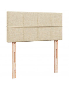 Struttura Letto Pouf con Materasso Crema 100x200 cm in Tessuto