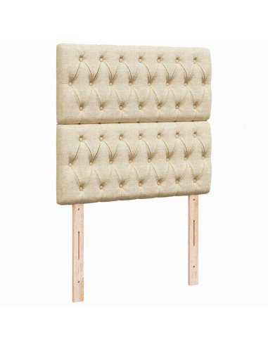 Struttura Letto Pouf con Materasso Crema 100x200 cm in Tessuto