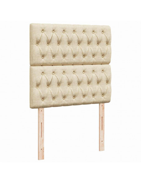 Struttura Letto Pouf con Materasso Crema 100x200 cm in Tessuto