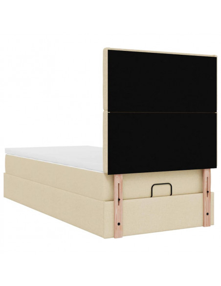 Struttura Letto Pouf con Materasso Crema 100x200 cm in Tessuto
