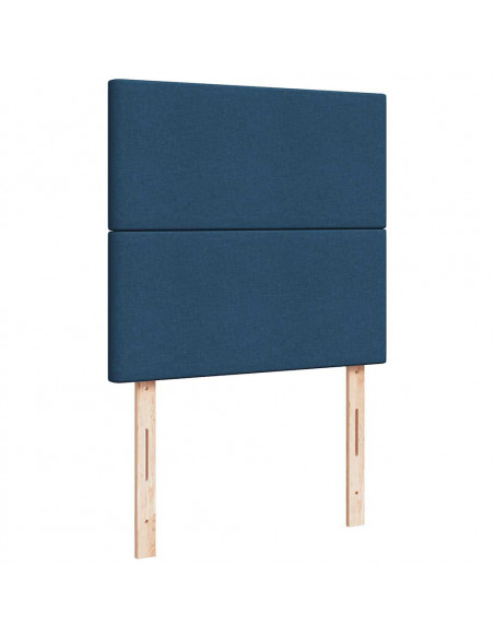 Struttura Letto Pouf con Materasso Blu 90x190 cm in Tessuto