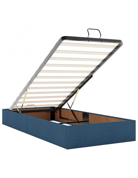 Struttura Letto Pouf con Materasso Blu 90x190 cm in Tessuto