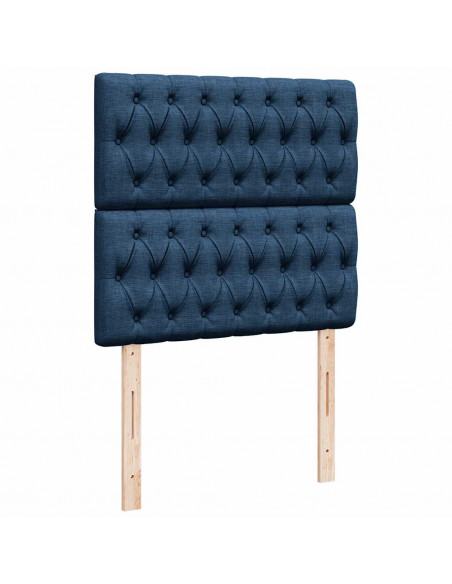 Struttura Letto Pouf con Materasso Blu 90x190 cm in Tessuto
