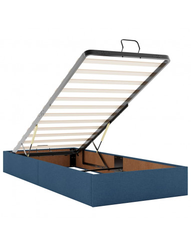 Struttura Letto Pouf con Materasso Blu 90x190 cm in Tessuto