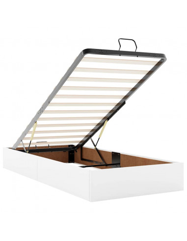 Pouf Letto con Materassi e LED Bianco Puro 180x200cm Similpelle