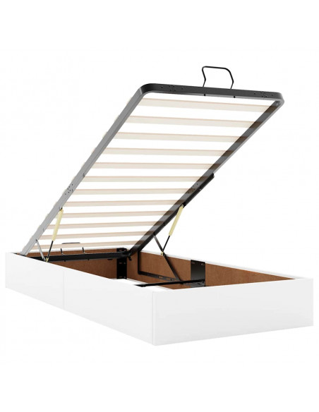 Pouf Letto con Materassi e LED Bianco Puro 180x200cm Similpelle