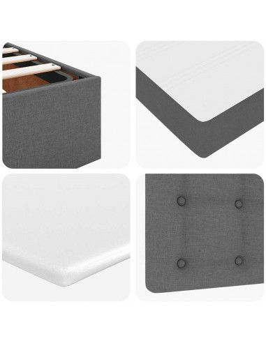 Struttura Letto Pouf con Materasso 160x200 cm in Tessuto