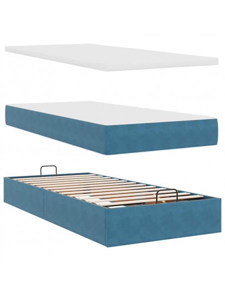 Struttura Letto Pouf con Materasso 90x190 cm in Velluto