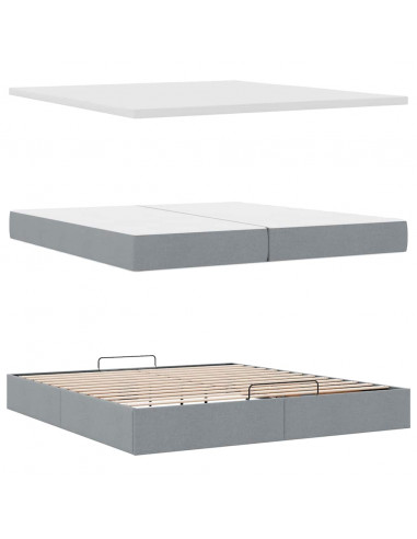 Struttura Letto Pouf con Materassi 200x200 cm in Tessuto