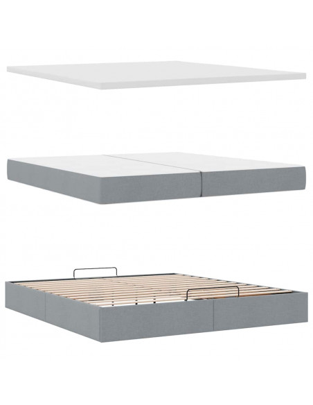 Struttura Letto Pouf con Materassi 200x200 cm in Tessuto