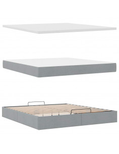 Struttura Letto Pouf con Materassi 200x200 cm in Tessuto 2