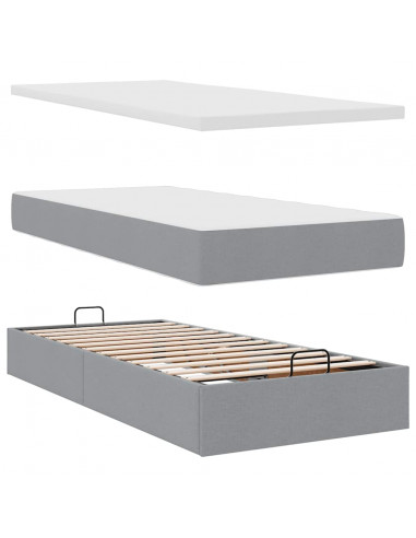 Struttura Letto Pouf con Materassi 200x200 cm in Tessuto