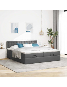 Struttura Letto Pouf con Materassi 200x200 cm in Tessuto