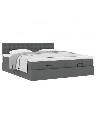 Struttura Letto Pouf con Materassi 200x200 cm in Tessuto